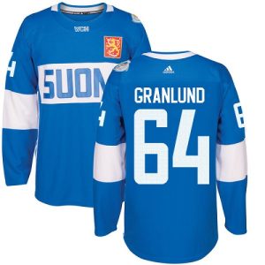 Herren Team Finland #64 Mikael Granlund Authentic Blau Auswärts 2016 World Cup